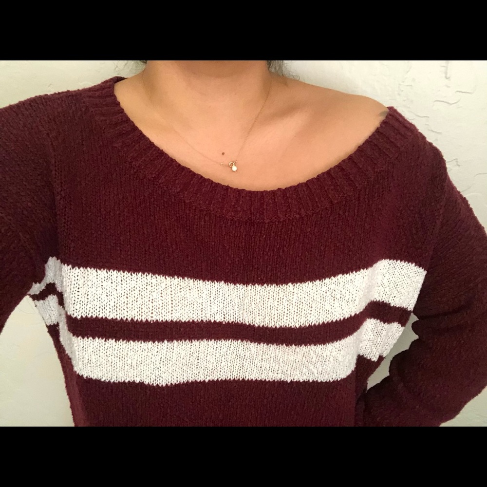 Hollister off shoulder maroon sweater knitted